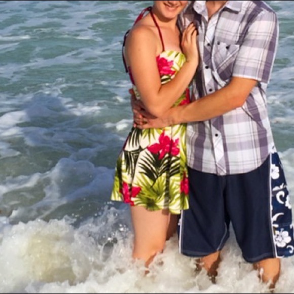 Strapless Sweetheart Tropical Skater Dress, Figure Flattering - Picture 6 of 10